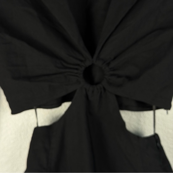 NWT Zara Black Cut-Out Bodysuit blouse top, ring detail, snap bottom, Small - Picture 4 of 11